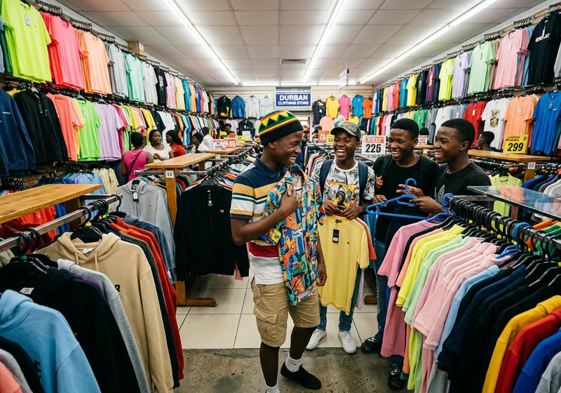 Boys choosing their own Eid clothing in a Durban store